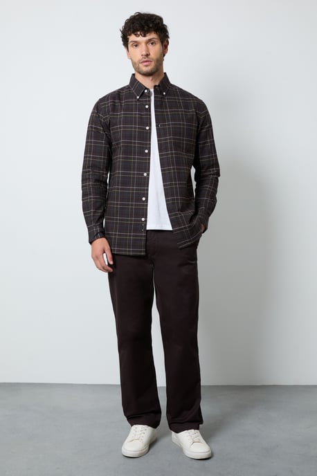 Dark Burgundy Check Long Sleeve Shirt - Image 4