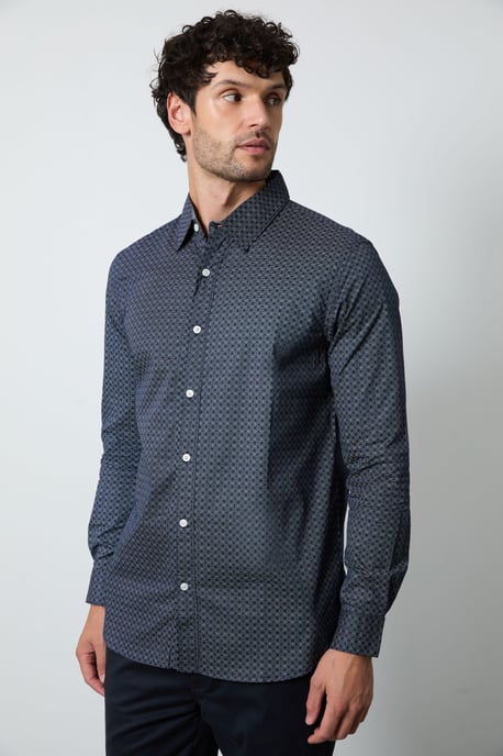 Navy Fade Print Long Sleeve Shirt - Image 1