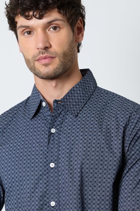 Navy Fade Print Long Sleeve Shirt - Image 2