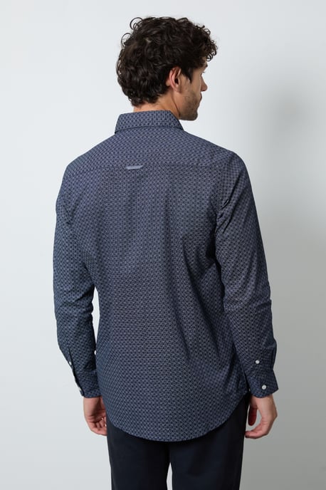Navy Fade Print Long Sleeve Shirt - Image 3