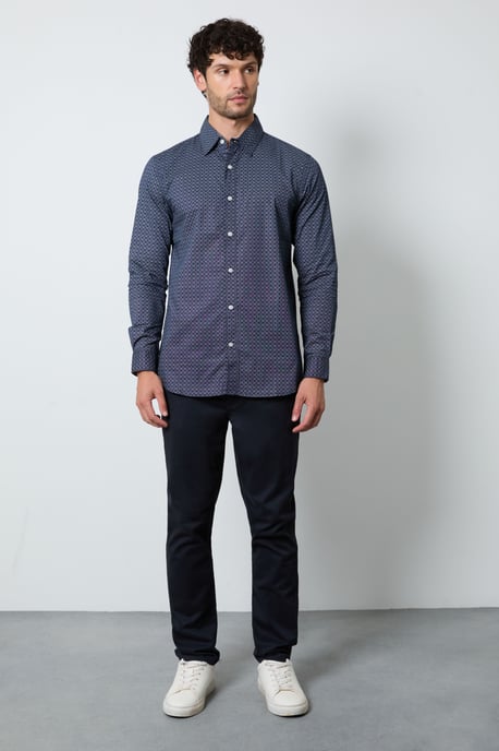 Navy Fade Print Long Sleeve Shirt - Image 4