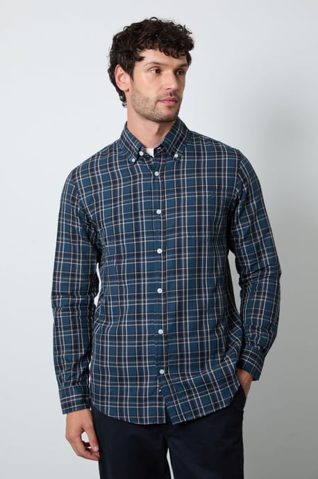 Navy Classic Check Long Sleeve Shirt - Image 1