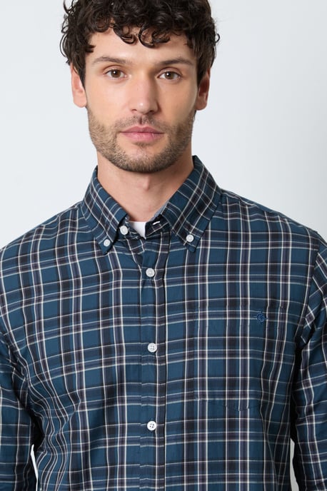 Navy Classic Check Long Sleeve Shirt - Image 2