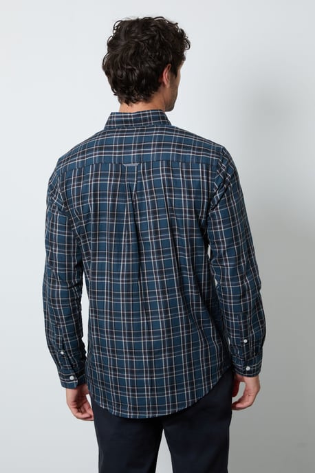 Navy Classic Check Long Sleeve Shirt - Image 3