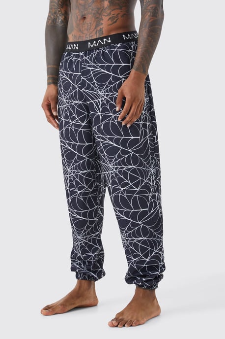 Spider Web Print Lounge Joggers - Image 1