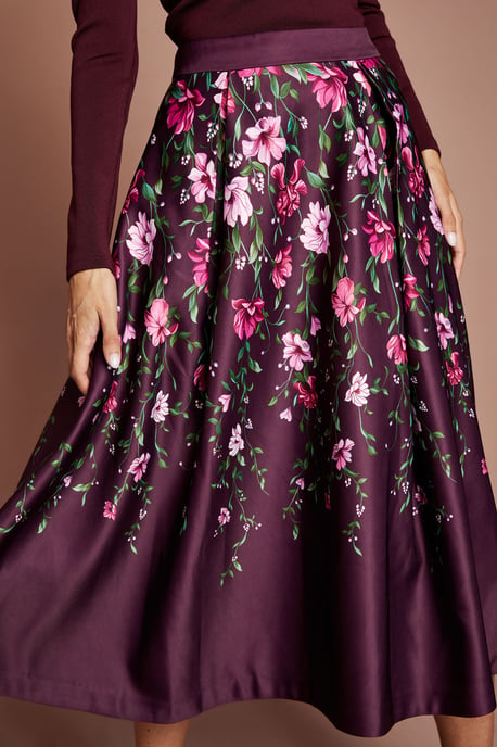 Satin Midi Skirt With Placement Print - Image 2