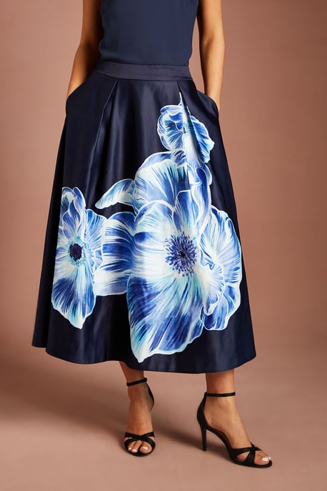Satin Midi Skirt With Placement Print - Image 2