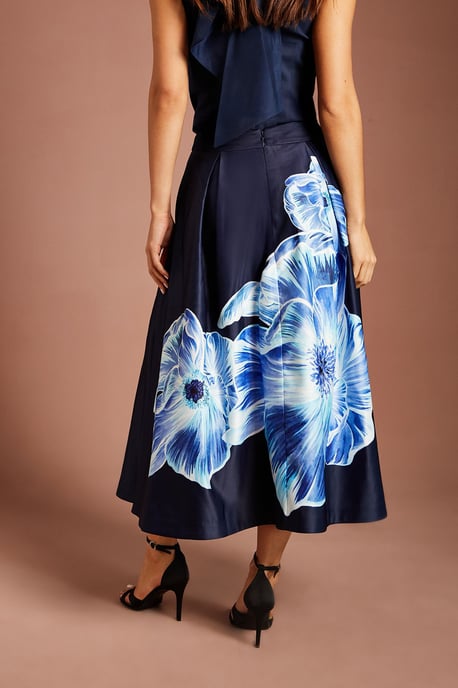 Satin Midi Skirt With Placement Print - Image 3