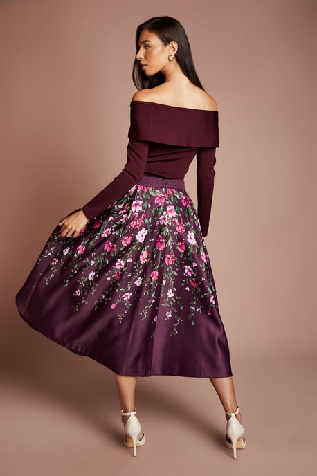 Satin Midi Skirt With Placement Print - Image 3