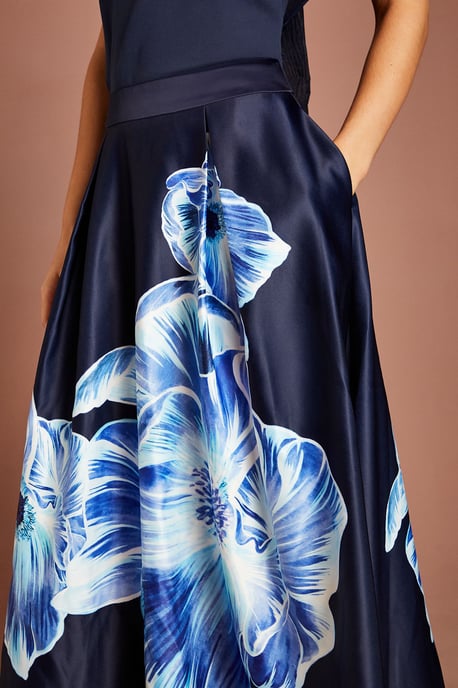 Satin Midi Skirt With Placement Print - Image 4