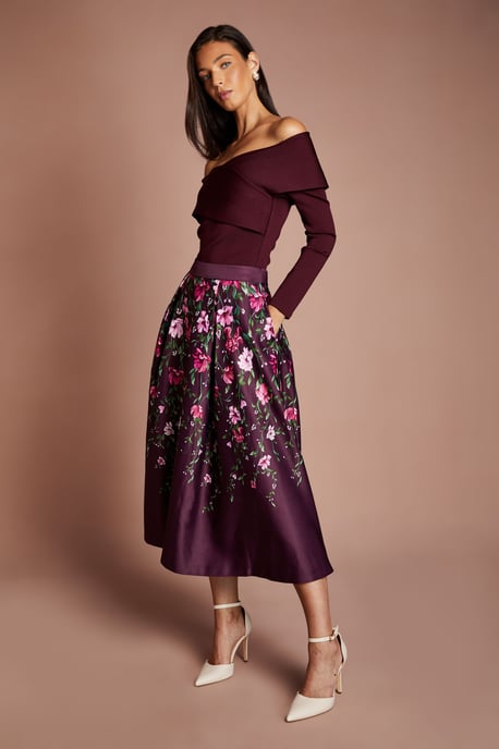 Satin Midi Skirt With Placement Print - Image 4