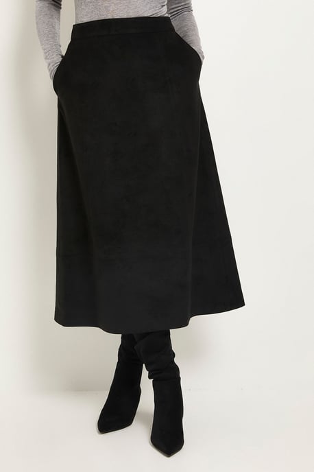 Petite Faux Suede Seam Detail Midi Skirt - Image 2