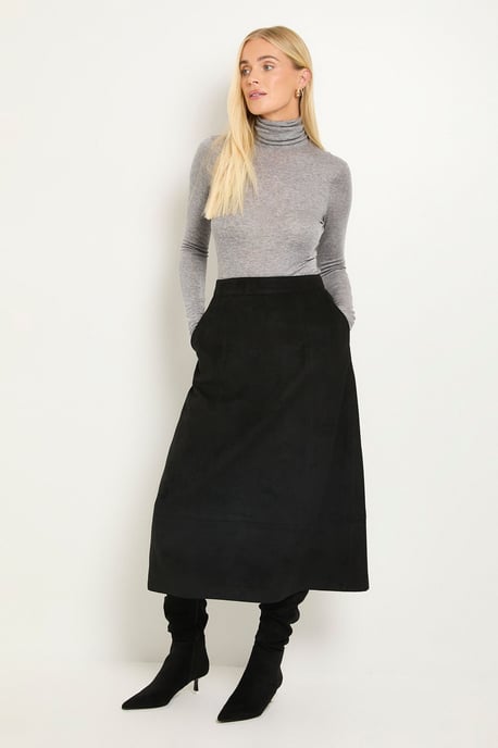 Petite Faux Suede Seam Detail Midi Skirt - Image 4