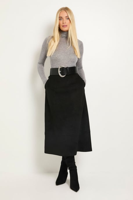 Petite Faux Suede Seam Detail Midi Skirt - Image 5