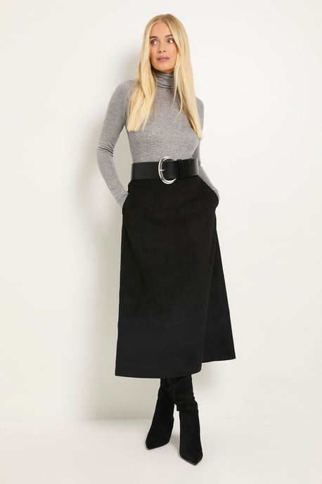 Petite Faux Suede Seam Detail Midi Skirt - Image 6