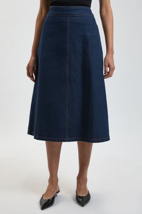 Denim A Line Midi Skirt - Image 2