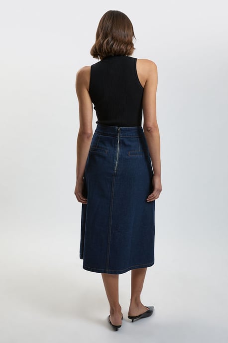 Denim A Line Midi Skirt - Image 3