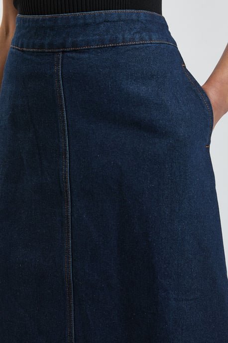 Denim A Line Midi Skirt - Image 4