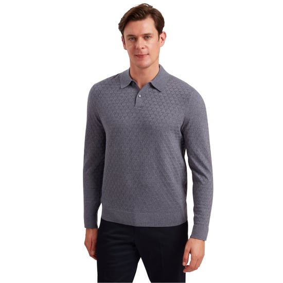 Ted Baker Morar T Stitch Knitted Mid Blue Polo Shirt - Image 3