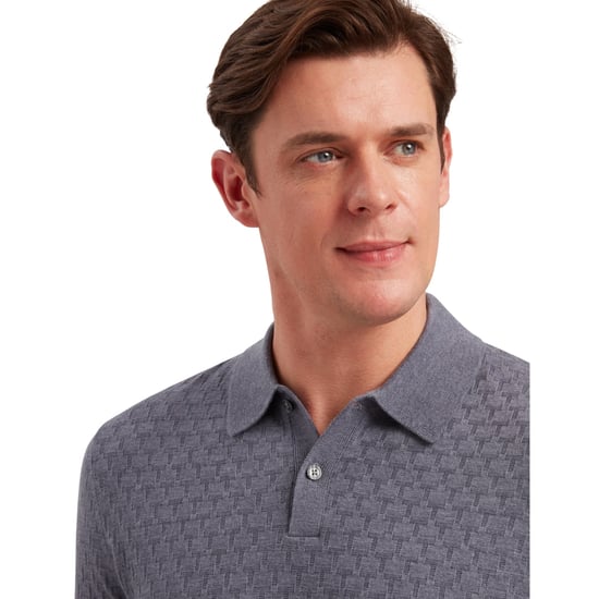 Ted Baker Morar T Stitch Knitted Mid Blue Polo Shirt - Image 4