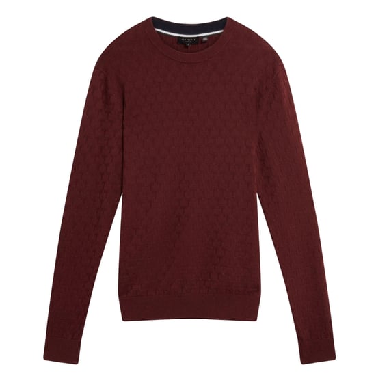 Ted Baker Sainsy T Stitch Crew Neck Maroon Jumper - Image 1