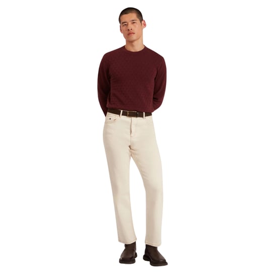 Ted Baker Sainsy T Stitch Crew Neck Maroon Jumper - Image 3