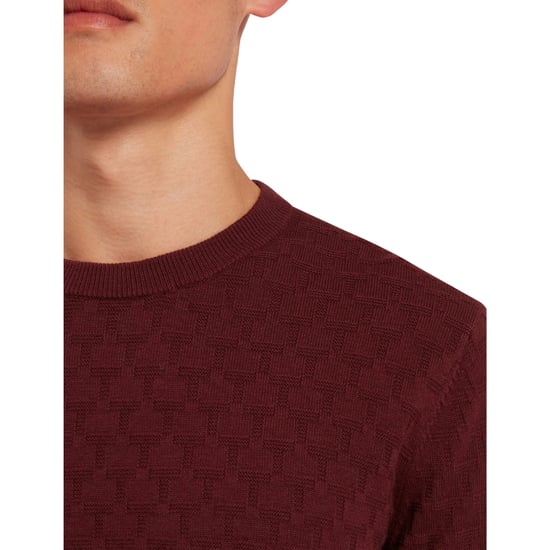 Ted Baker Sainsy T Stitch Crew Neck Maroon Jumper - Image 4