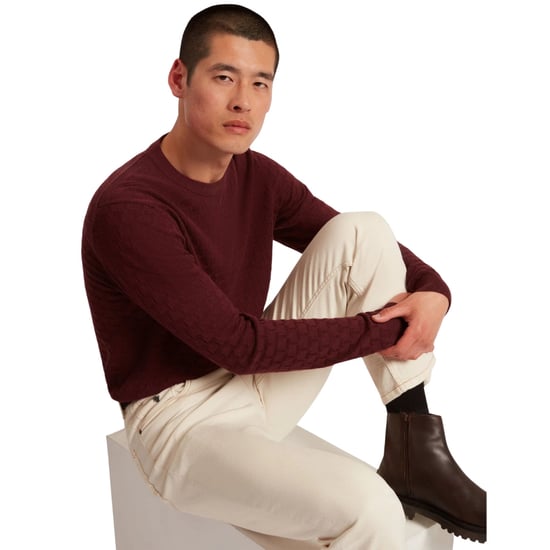 Ted Baker Sainsy T Stitch Crew Neck Maroon Jumper - Image 5
