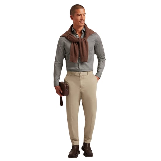 Ted Baker Jozef Mini Geo Print Khaki Skjorta - Image 4