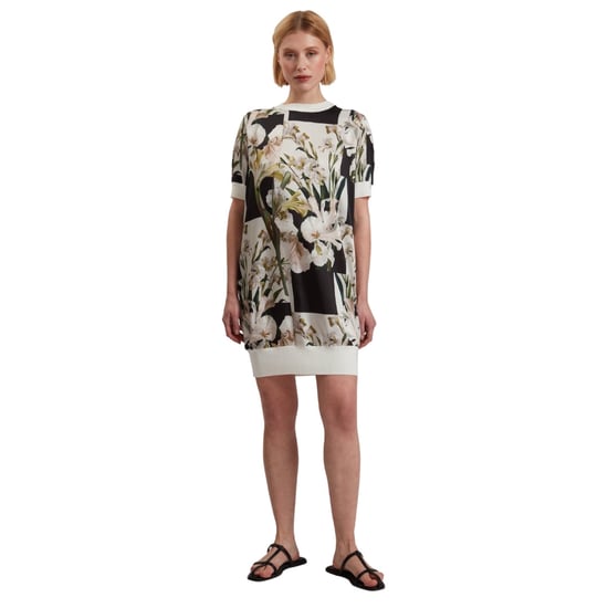 Ted Baker Roneea Jurk Met Bedrukte Geweven Voorkant In Ivoorkleur, Recht Model - Image 2