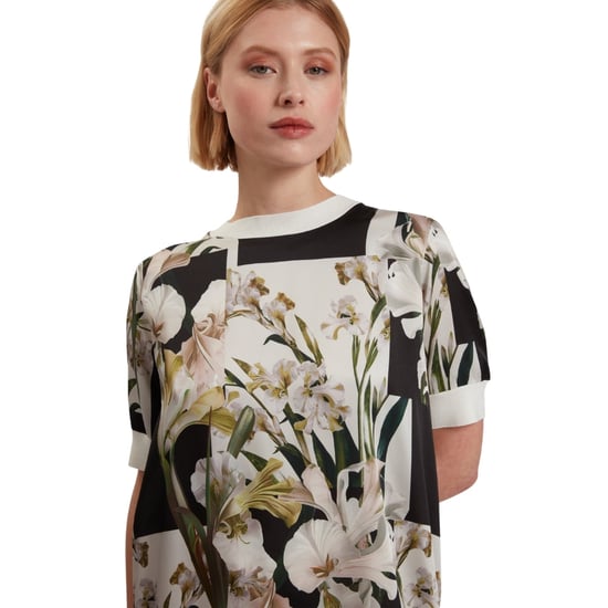 Ted Baker Roneea Jurk Met Bedrukte Geweven Voorkant In Ivoorkleur, Recht Model - Image 4