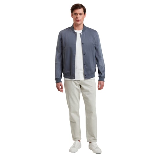 Ted Baker Liams Bomberjack Van Katoenen Twill En Suède In Blauw - Image 5