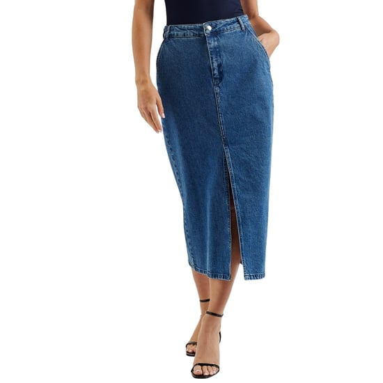 Ted Baker Heloda Blue Denim Midi Skirt With Centre Slit - Image 2