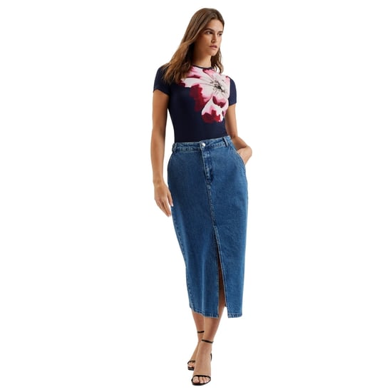 Ted Baker Heloda Blue Denim Midi Skirt With Centre Slit - Image 3