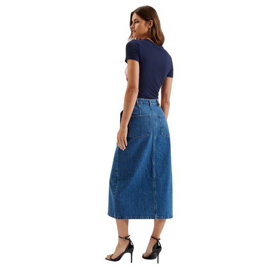 Ted Baker Heloda Blue Denim Midi Skirt With Centre Slit - Image 4