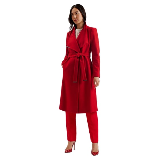 Ted Baker Rose Midi Length Belted Wool Red Wrap Coat - Image 3