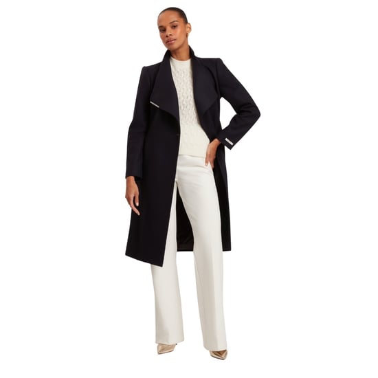 Ted Baker Rose Midi Length Belted Wool Navy Wrap Coat - Image 4