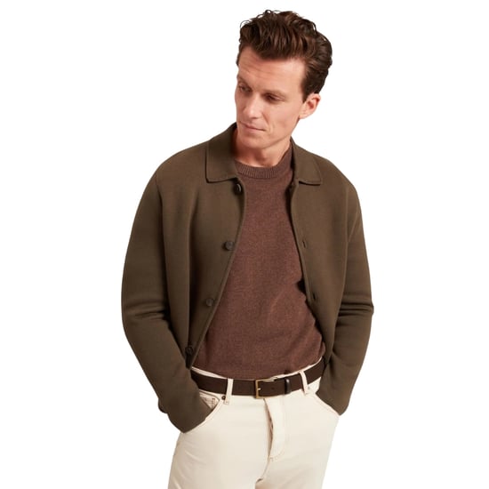 Ted Baker Freder Heavy Knitted Khaki Cardigan Jacket - Image 2