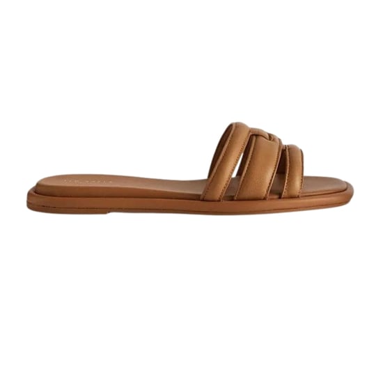 Ted Baker Leeiaa Flat Woven T Logo Brown Slide Sandals - Image 1
