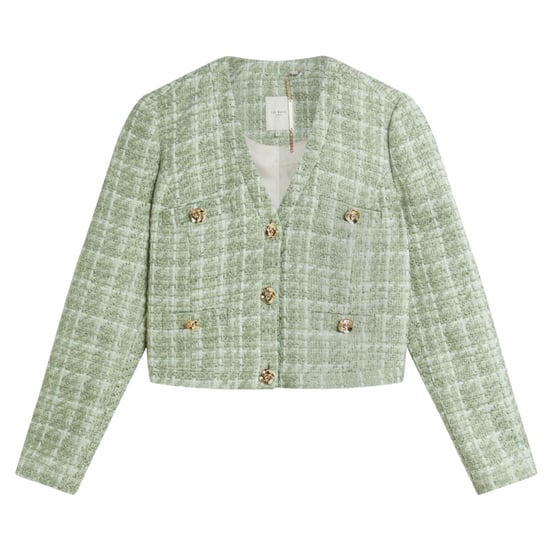 Ted Baker Koma Rose Knappbeskuren Bouclé Tail Grön Jacka - Image 1