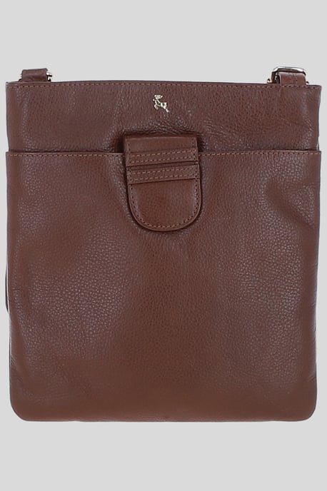Genuine Leather Crossbody x Shoulder Bag with Golden Accents - Image 1