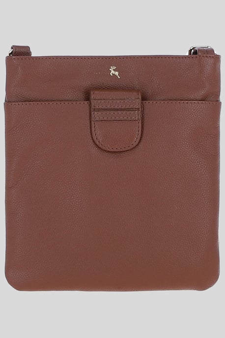 Genuine Leather Crossbody x Shoulder Bag with Golden Accents - Image 1