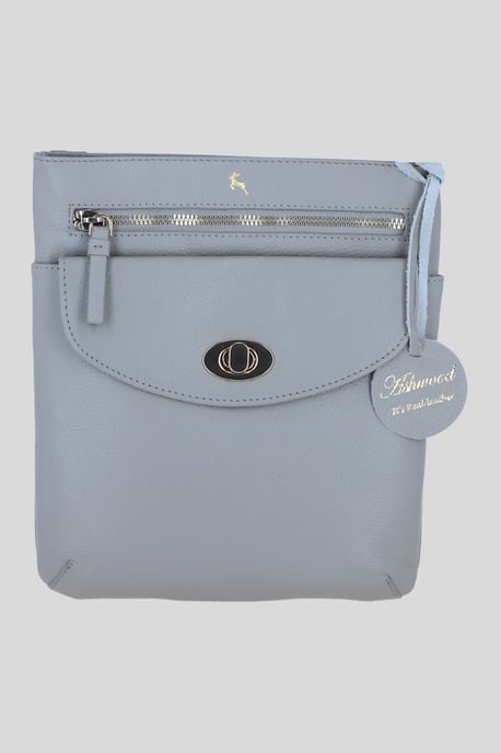 Leather Flat Crossbody Bag with Adjustable Leather Strap - Image 1