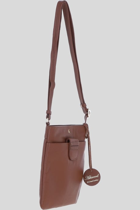 Genuine Leather Crossbody x Shoulder Bag with Golden Accents - Image 5