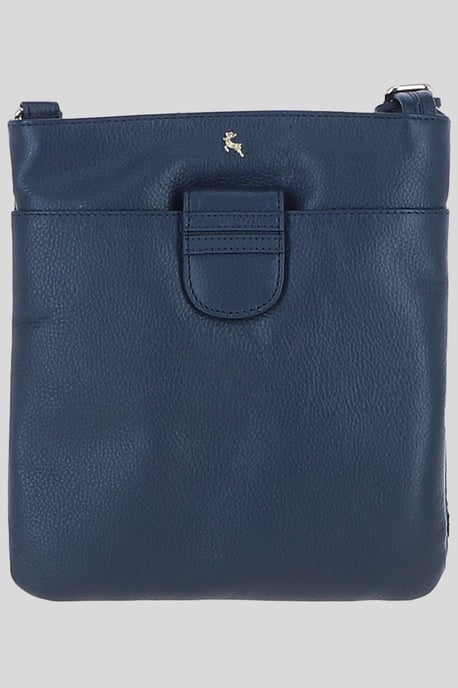 Genuine Leather Crossbody x Shoulder Bag with Golden Accents - Image 1