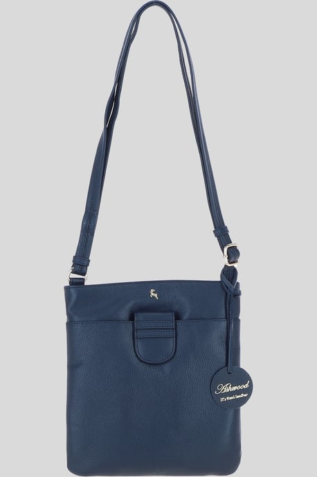 Genuine Leather Crossbody x Shoulder Bag with Golden Accents - Image 2