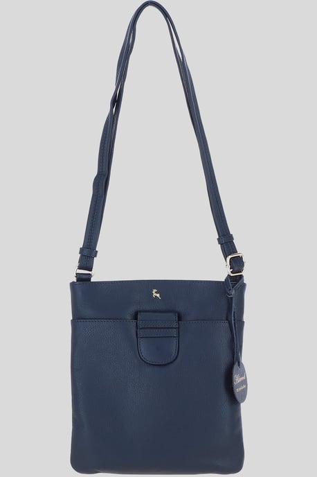 Genuine Leather Crossbody x Shoulder Bag with Golden Accents - Image 2
