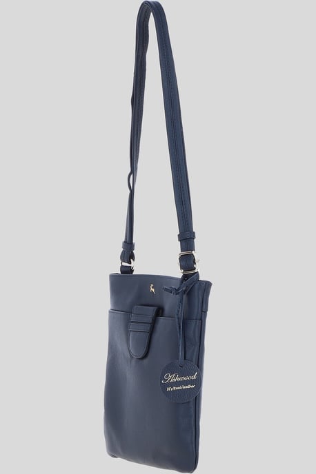 Genuine Leather Crossbody x Shoulder Bag with Golden Accents - Image 3