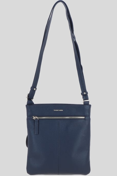 Genuine Leather Crossbody x Shoulder Bag with Golden Accents - Image 4