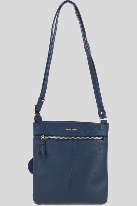 Genuine Leather Crossbody x Shoulder Bag with Golden Accents - Image 4